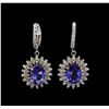 14KT White Gold 4.08 ctw Tanzanite and Diamond Earrings