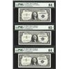 Image 1 : Lot of (3) Silver Certificates 1935E Choice Unc 64, 1957A 64EPQ, 1957A Gem Unc 6