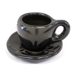 Santa Clara Black on Black Pottery Cup and Saucer