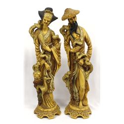 Vintage Cast Resin Chinese Couple