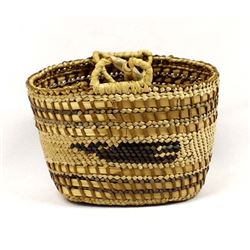 Native American Nootka Basket w/ Whaling Scene