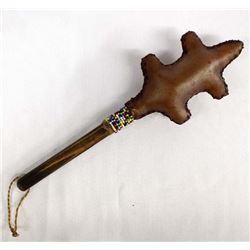 Native American Navajo Beaded Hide Turtle Rattle
