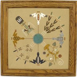 Framed Navajo Sand Painting by David Lee
