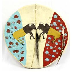 Plains Indian Hand Painted Hide Shield