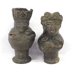 2 PreColumbian Style Pottery Pitchers
