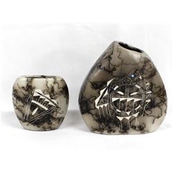 2 Native American Navajo Horse Hair Pottery