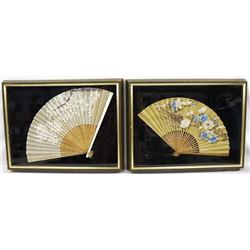 Pr Japanese Painted Fans in Shadowbox Frames