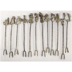 South American .900 Sterling Appertif Forks
