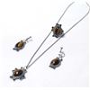 Navajo Silver Tiger Eye Necklace, Ring, Earrings
