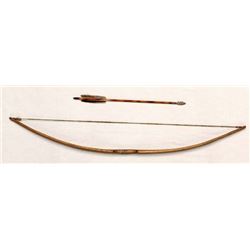 Rare Antique Modoc Wood Bow & Arrow, ca 1870-1888