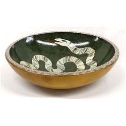 1992 Hand Painted Wood Snake Bowl