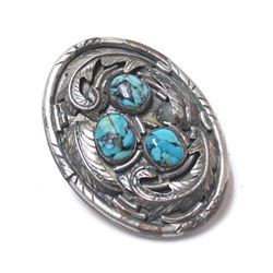 Navajo Sterling Kingman Turquoise Buckle