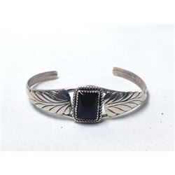 Navajo Sterling & Onyx Bracelet by Spencer