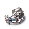 Stunning Navajo Sterling Sand Cast Inlay Bracelet