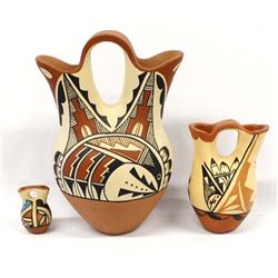 3 Native American Jemez Pottery Wedding Vases