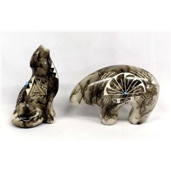 2 Pieces of Navajo Horse Hair Figural Pottery