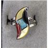 Image 1 : Zuni Sterling and Channel Inlay Ring, Size 7