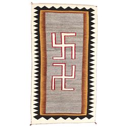 Vintage Navajo Rolling Log Design Wool Textile