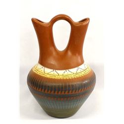 Native American Navajo Etched Ceramic Wedding Vase