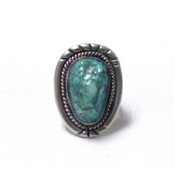 Navajo Sterling Silver Turquoise Ring, Size 7.5
