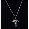 Navajo Sterling Multi-Stone Cross Pendant Necklace