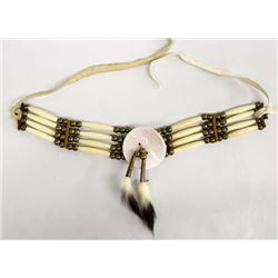 Cherokee Brass Bead & Bone Hair Pipe Choker