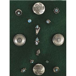 Navajo Sterling Silver Tie Tacs and Button Covers