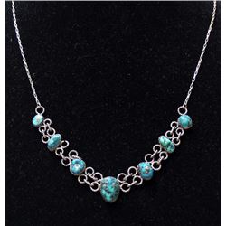 Vintage Navajo Sterling Silver Turquoise Necklace