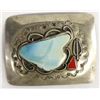 Large Navajo Sterling Turquoise Belt Buckle
