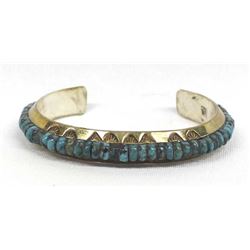 Navajo Gold on Sterling & Turquoise Bracelet, Nez