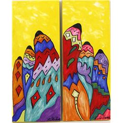 2 Original 2018 Acrylic Paintings by Kills Thunder