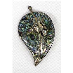 Vintage Mexican Sterling & Abalone Inlay Leaf Pin