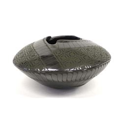 Mata Ortiz Green on Black Burnished Pillow Pot