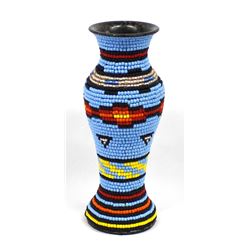 Beaded Metal Vase by Kathy Kills Thunder