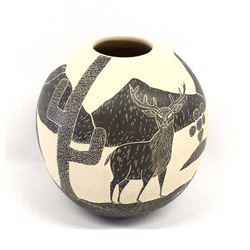 Mata Ortiz Carved Javelina Pottery Jar, Rodriguez
