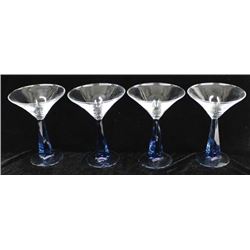 4 Blue Margarita Glasses