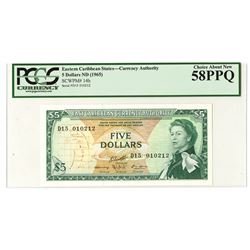 East Caribbean Currency Authority, ND (1965) Issued Banknote.