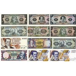 Banco Central del Ecuador. 1966-1999. Dozen of Issued Notes.
