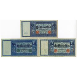 Reichsbanknote, 1909 & 1910 Banknote Trio.