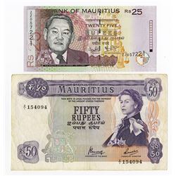 Bank of Mauritius, ND 1967 and 2006 Replacement Issue Banknotes.