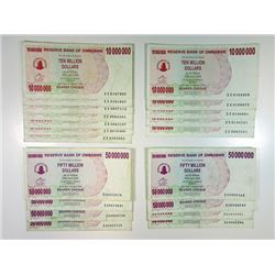 Reserve Bank of Zimbabwe Circulated High Denomination 2008 Replacement Notes.