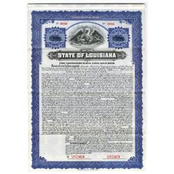 State of Louisiana, 1919 Specimen Bond