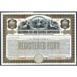 California, 1907, $1000, Unifying and Refunding Mortgage 5% 30 year Gold Specimen Bond, Coupons atta