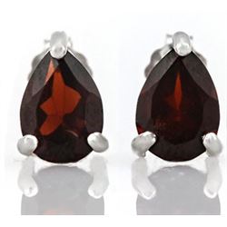 EARRINGS -  1 ½  CTW PEAR FACETED PERSIAN RED GARNETS IN 925 STERLING SILVER SETTING - RETAIL ESTIMA