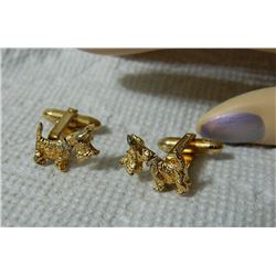 CUFFLINKS - STERLING - TERRIER - HEAD MOVES - 2 TL 8.3gm