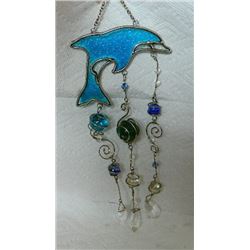 DOLPHIN STAINED GLASS WIND CHIME