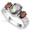 Image 1 : ***** FEATURE ITEM **** RING - 1 3/4 CARAT MYSTIC GEMSTONE & 2 1/5 CTW GARNET IN 925 STERLING SILVER