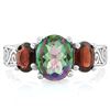 Image 2 : ***** FEATURE ITEM **** RING - 1 3/4 CARAT MYSTIC GEMSTONE & 2 1/5 CTW GARNET IN 925 STERLING SILVER