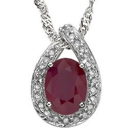 NECKLACE -  0.604 CARAT TW GENUINE RUBY & GENUINE DIAMOND IN PLATINUM OVER 925 STERLING SILVER SETTI