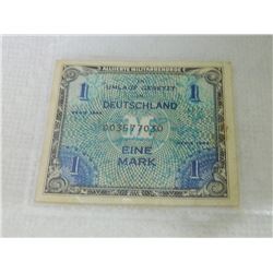 PAPER NOTE - ALLIIERTE MILITÄRBEHÖRDE - DEUTSCHLAND - EINE MARK - 1944